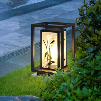 Artistic Solar LED Bollard Light Landscape Pattern Outdoor Pathway Lighting Waterproof Steel Acrylic E27 IP55