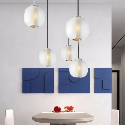 Nordic Round Glass Lantern Pendant Black White 9'' LED
