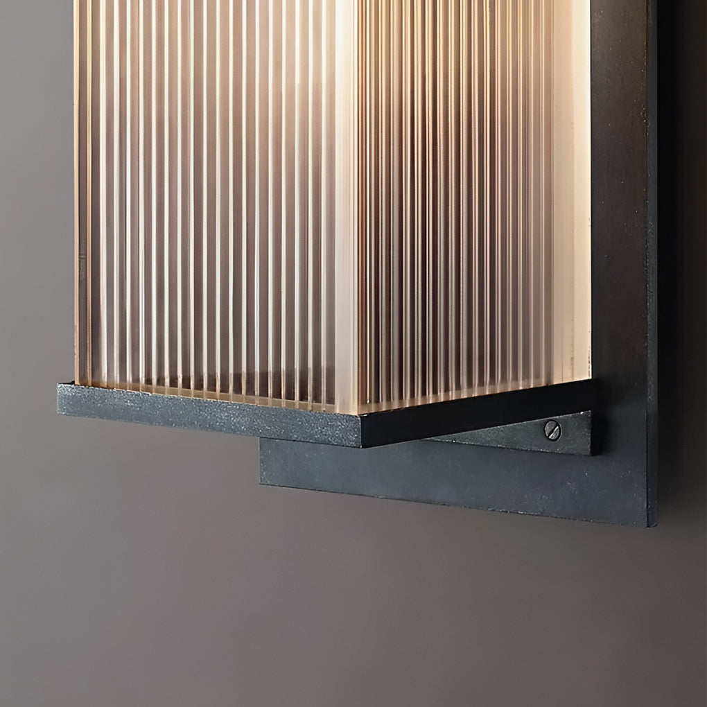 Modern Ribbed Acrylic Outdoor Wall Sconce Solar or Hardwired LED 3 Heights
