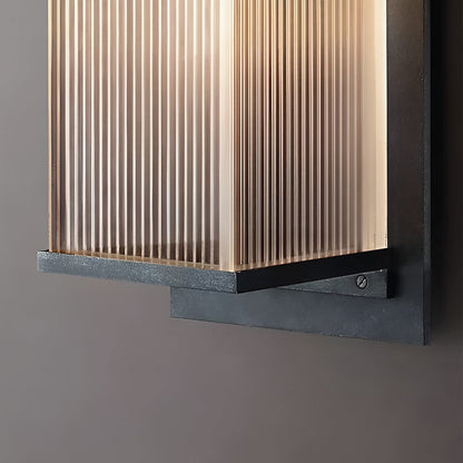 Modern Ribbed Acrylic Outdoor Wall Sconce Solar or Hardwired LED 3 Heights
