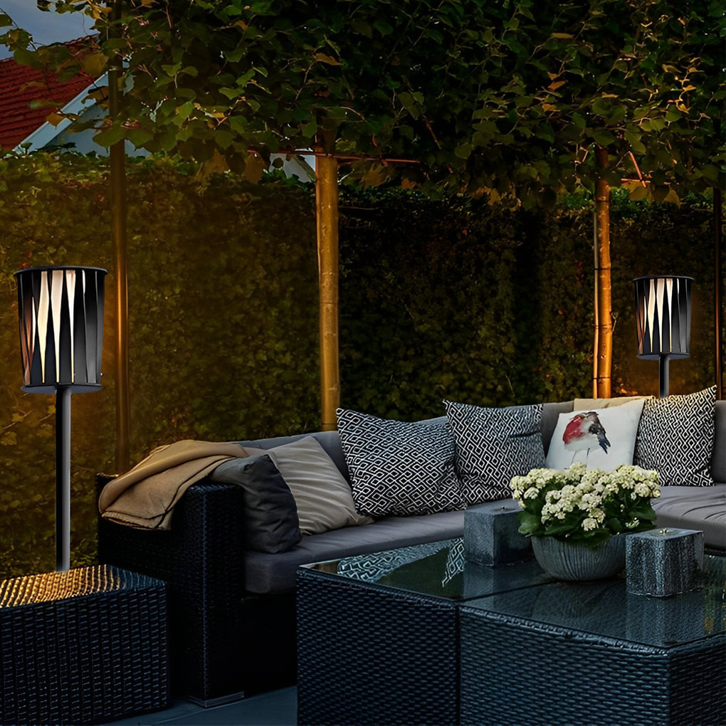 Rotating Vertical Slat Stainless Steel LED Outdoor Floor Lamp IP65 Solar 3000K