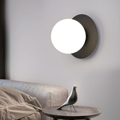 Round Glass Ball LED Wall Sconce Modern Gold Black Bedroom Living Room 12W