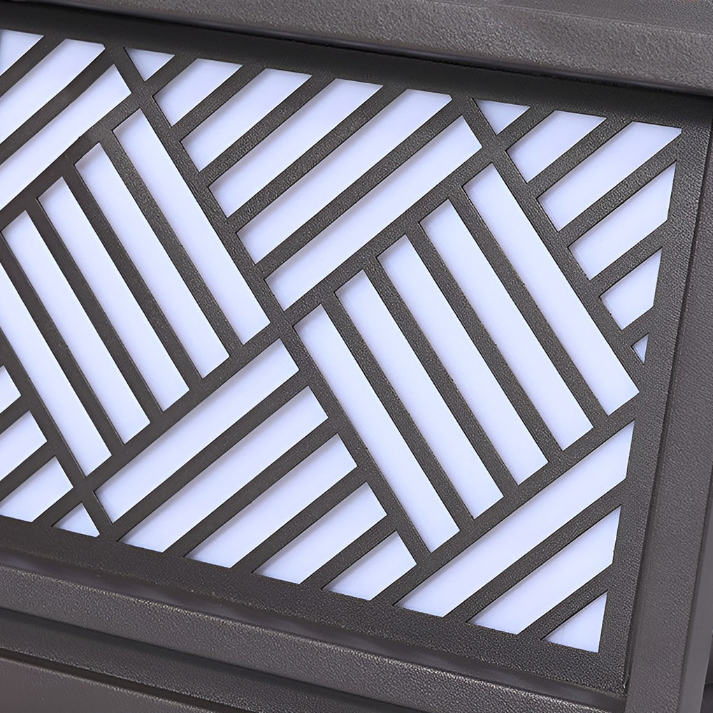 Modern Diamond Lattice Galvanized Steel Acrylic Solar or Hardwired Outdoor Pillar Light Waterproof 4 Sizes Villa Courtyard