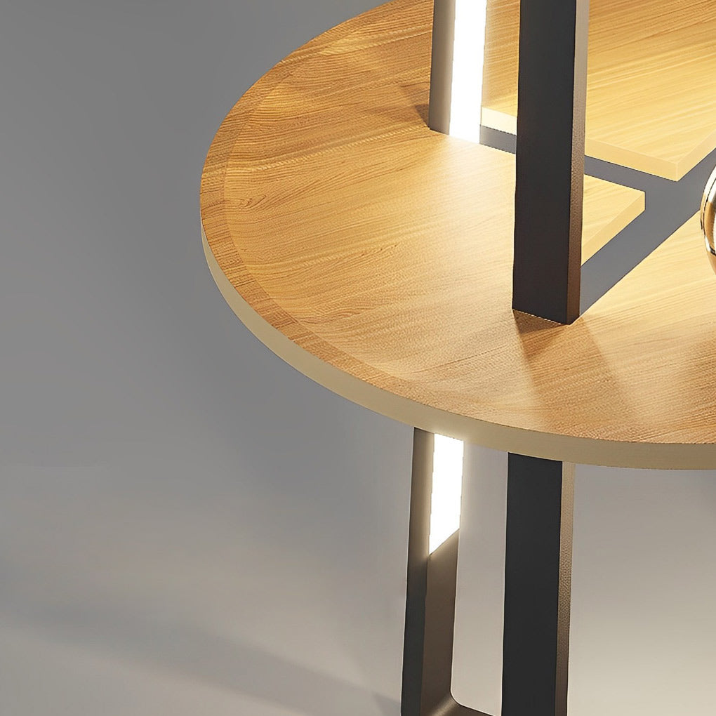 Modern Floor Lamp with Tray Dual Stand LED Remote Dimmable 3000K 6000K Black Metal Wood Tray Living Room Bedside 63 Inch