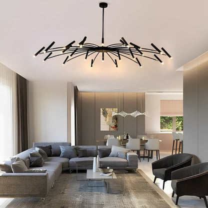 Modern Adjustable Metal LED Chandelier Minimalist Linear Ceiling Light