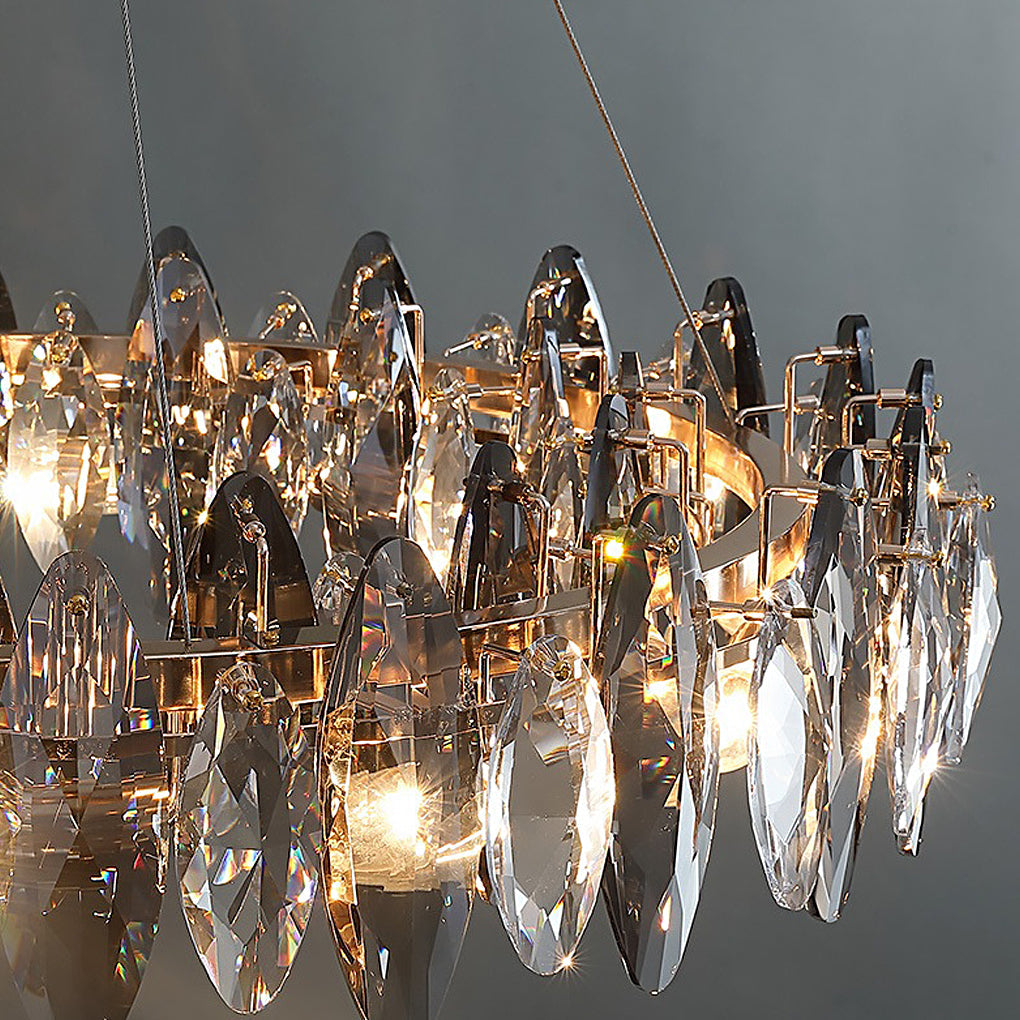 Nordalight Smoke Gray Crystal Chandelier Round Iron Oval K9 LED Modern Nordic