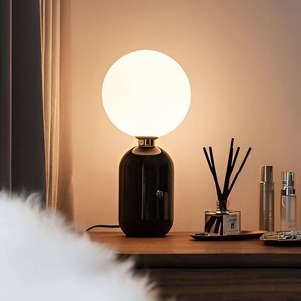 Modern Table Lamp Frosted Glass Globe Electroplated Metal Column Nordic E27 LED Gold Black 3 Sizes Up To 19.3 Inch