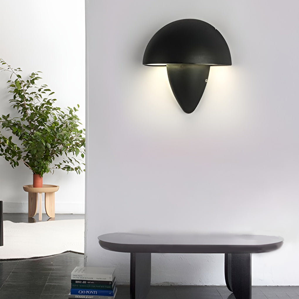 Mushroom Shape Waterproof LED Outdoor Wall Light Modern Exterior Patio Entryway Black White