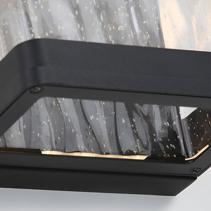 Modern Black Outdoor Wall Sconce Stone Texture Glass LED 18W IP65 95-265V