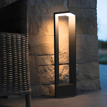 Linear Frame LED Pathway Light Black Aluminum 12W Geometric Outdoor Landscape 3 Heights
