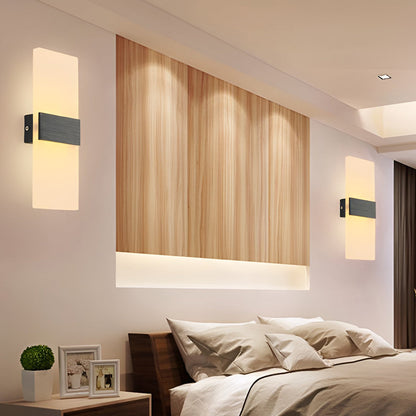 Rectangular LED Wall Sconce Acrylic Modern Minimalist Hardwired Bedroom Hallway Black Gold Silver