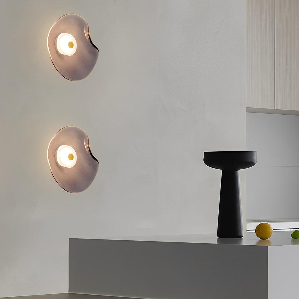 Irregular Round Glass Wall Sconce – Postmodern Artistic Ambient Wall Light