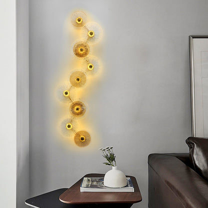 Post-Modern Round Glass Wall Sconce Luxury LED Gold Multi-Light Bedroom Living Room