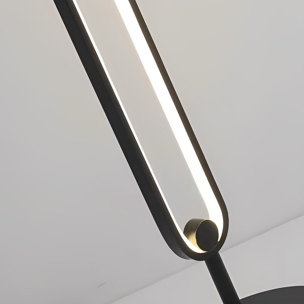 Modern Floor Lamp LED Oval Sculptural Acrylic Metal Warm White 3000K Foot Switch Black Gold Living Room Bedside 53 Inch