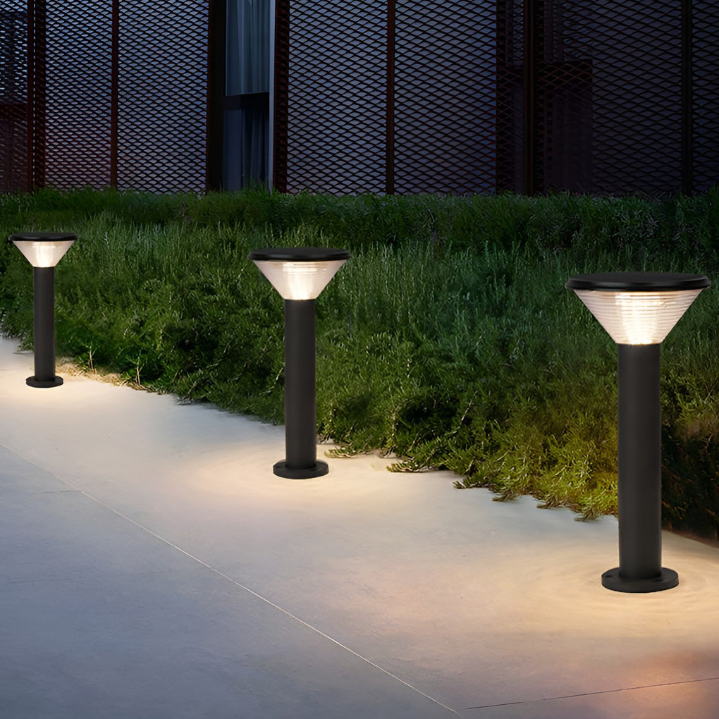 Tapered Solar LED Pathway Light Black Frosted Aluminum 3-CCT 4400mAh Base or Insert 2 Heights