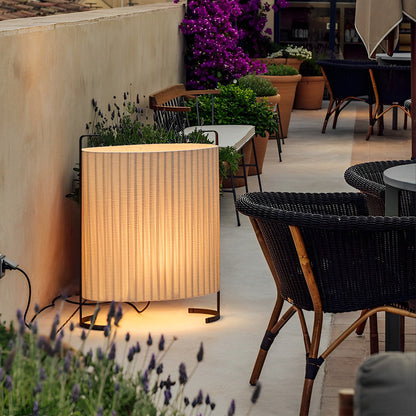 Japanese-Style Fabric Drum LED Outdoor Floor Lamp IP54 Aluminium 12W 3000K