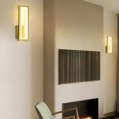 Rectangular LED Wall Sconce Minimalist Nordic Modern Bedroom Hallway Black White Gold