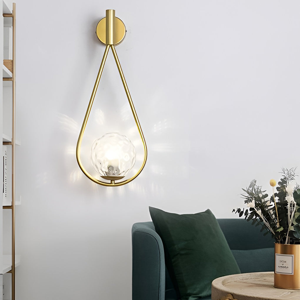 Teardrop Wall Sconce Nordic Glass Globe Iron E27 Bedroom Living Room Black Gold