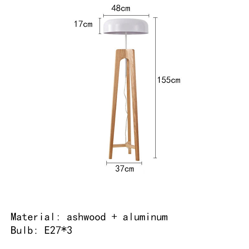 Pileo Porada Floor Lamp – Solid Wood Tripod Light