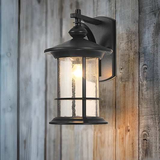 Retro Outdoor Wall Lantern Aluminum Alloy Glass E27 IP44 Waterproof Black American Garden Porch