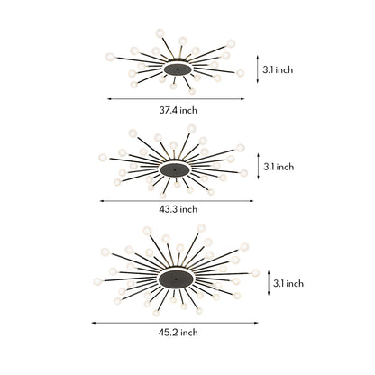 Sputnik Glass Globe Flush Mount Gold Black 18 24 30 Heads
