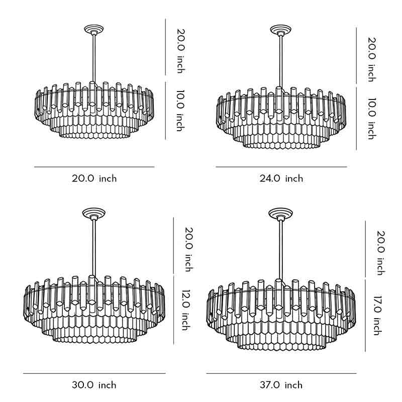 Tiered Crystal Drum Chandelier Gold Iron E14 3000K Smoky Clear Crystal Round Oval Dining Room