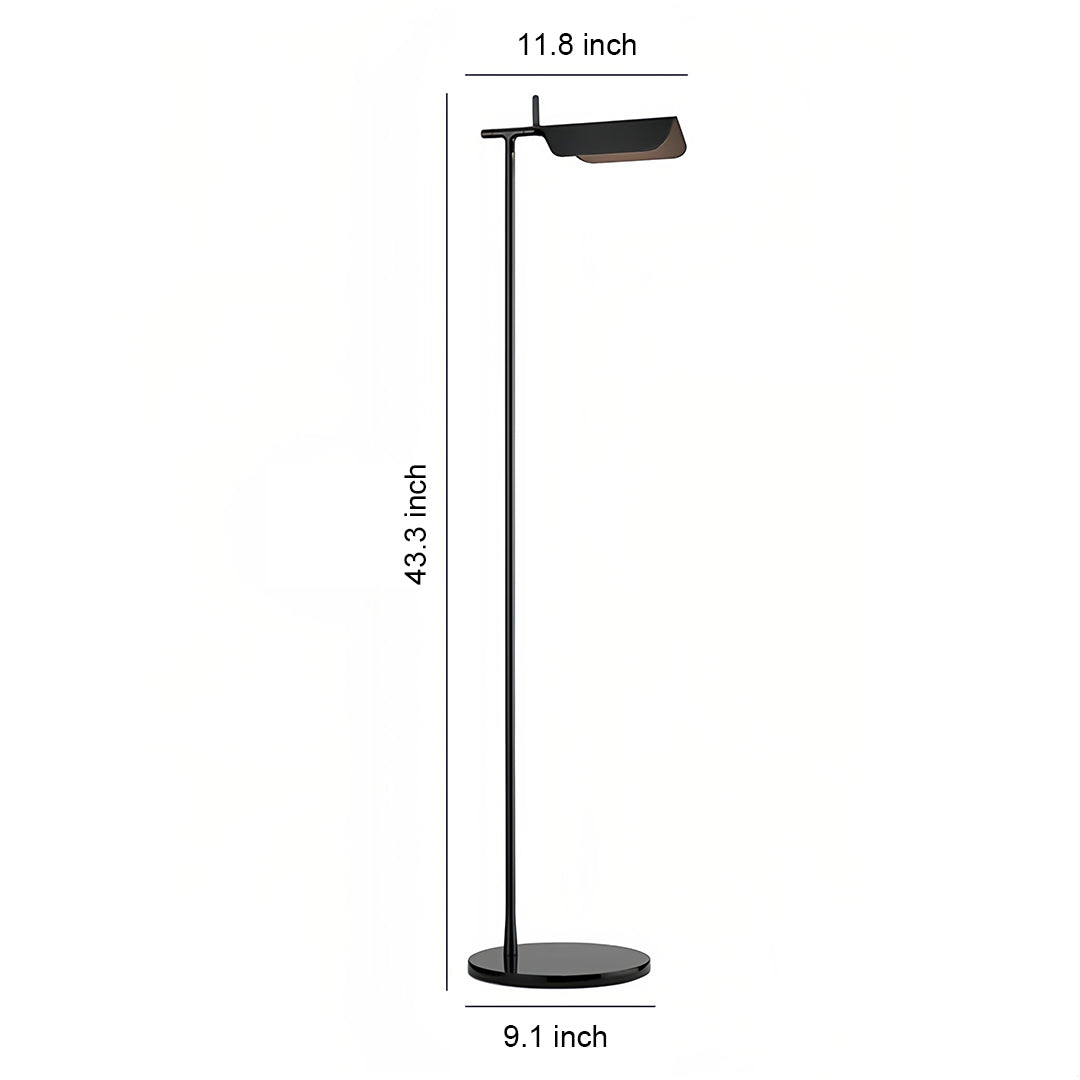 Compact Nordic LED Reading Floor Lamp 180° Rotating Head 350° Swivel Electroplated Iron Acrylic Shade 3000K Black White 43''