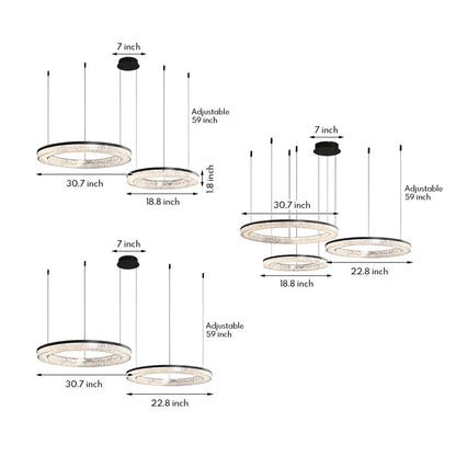 Copper Ring Chandelier Dimmable LED 3000K 6000K Remote 10 Configurations Black
