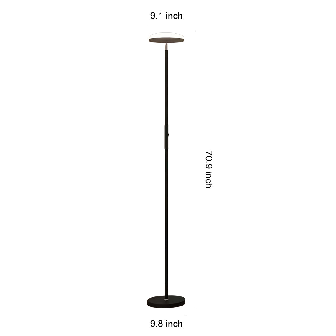 Modern Floor Lamp LED 360 Degree Adjustable Head Uplight Downlight Acrylic Disc Iron Dimmable Remote 3 Color Modes Black White 71 Inch