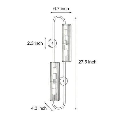 Oval Brass 4-Light Wall Sconce Clear Ribbed Glass G9 3000K Modern Luxury Indoor
