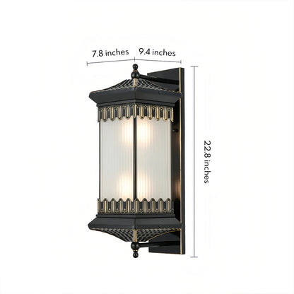 Full Copper Mid-Century American Retro Outdoor Wall Sconce E27 IP55 Gold Foiled