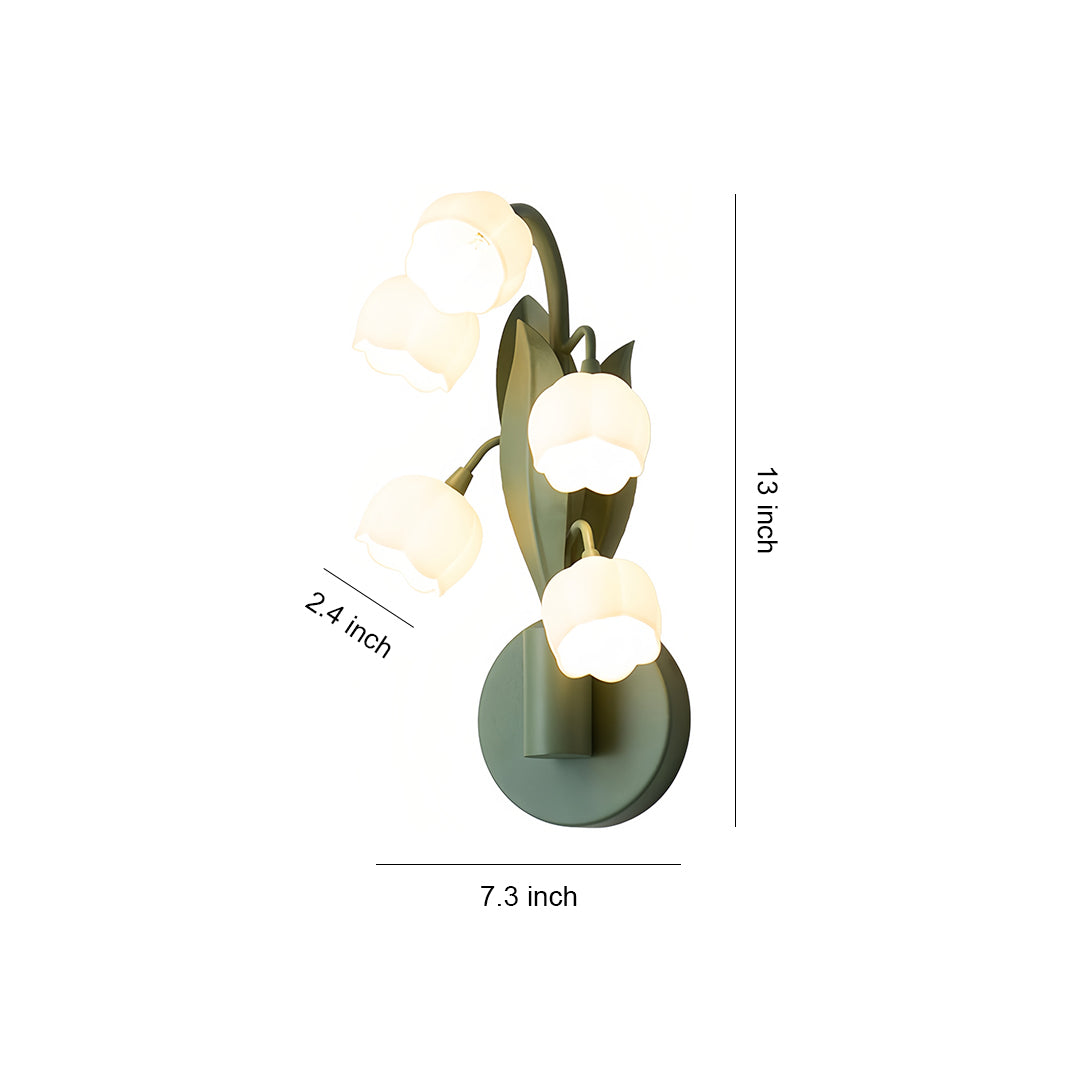 French Country Bellflower Glass Wall Sconce – Floral Indoor Wall Light