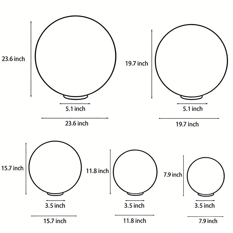 Moon Shaped Outdoor Pillar Light PE Sphere Solar or Hardwired IP65 5 Diameters 3D Lunar Glow Garden