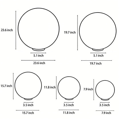 Moon Shaped Outdoor Pillar Light PE Sphere Solar or Hardwired IP65 5 Diameters 3D Lunar Glow Garden
