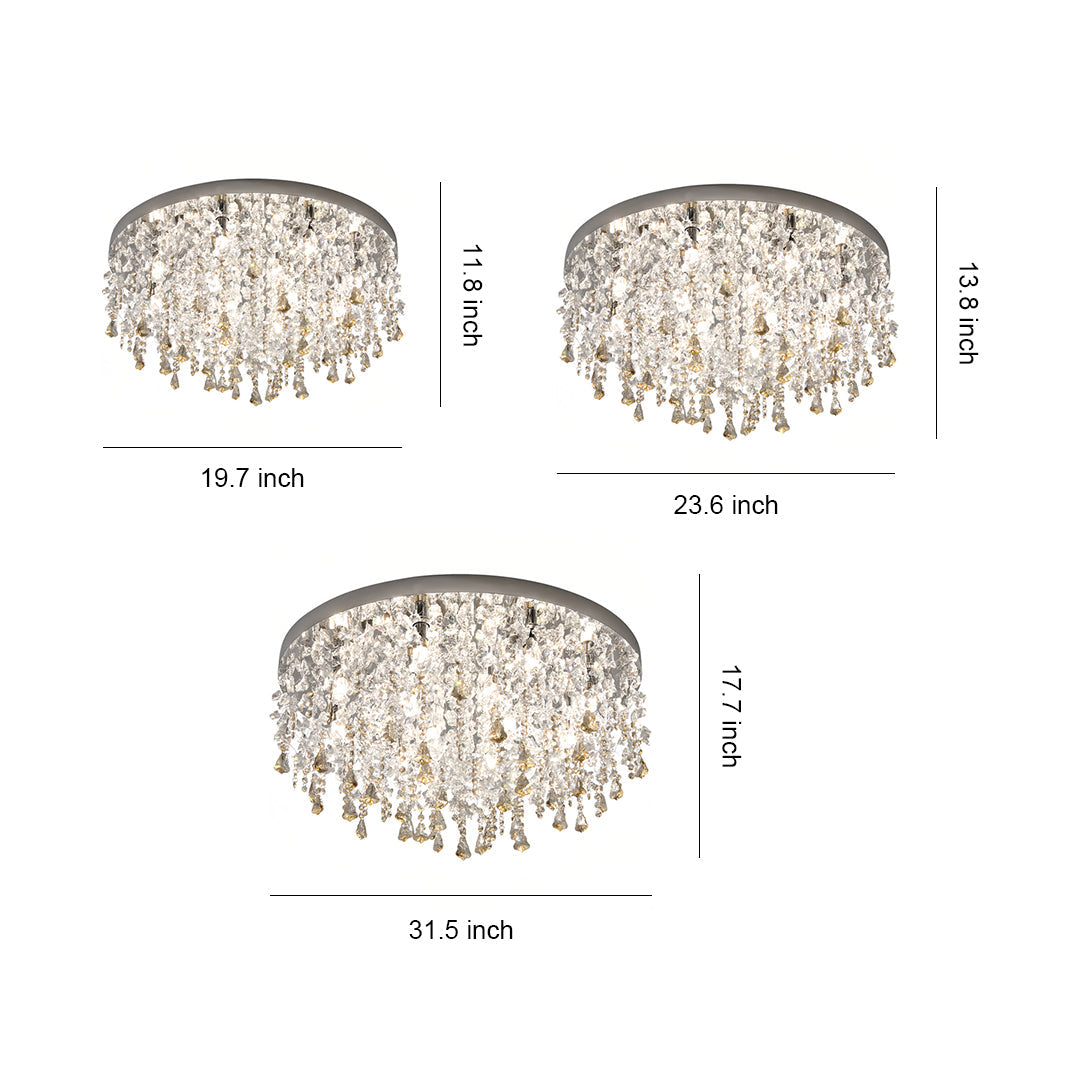 French Champagne Gold Crystal Chandelier Waterfall Bead Drape Three Sizes