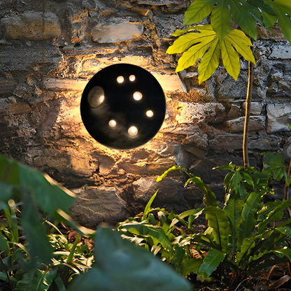 Modern Outdoor Wall Sconce Round Stone Cement Lunar Crater LED IP65 Gray Industrial 12 18 Inch