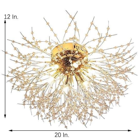 Traditional Crystal Flower Branch Ceiling Light — Classic Gold Silver Metal G9 LED 6 Light Warm White