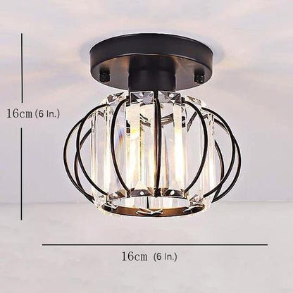Multiple Oval Crystal Semi-Flush Mount Ceiling Light — Traditional Classic Metal Crystal E26 E27 Gold Black 6 Inch