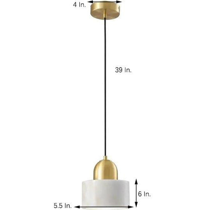 Marble Drum Mini Pendant Ivory White Black Green E26 4 Colors