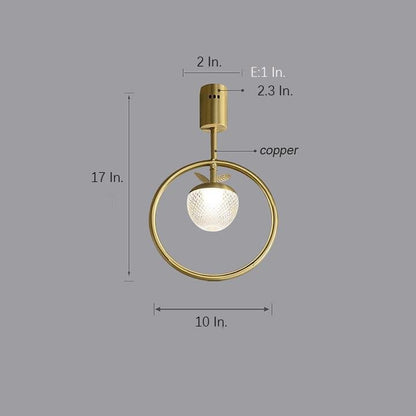 Copper Ring Semi Flush Ceiling Light Gold Acrylic Globe 10 Inch Integrated LED Warm White 3000K Nordic