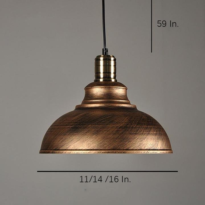 Industrial Metal Dome Pendant Red Bronze White Black Silver 3 Sizes E26