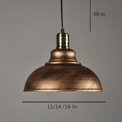 Industrial Metal Dome Pendant Red Bronze White Black Silver 3 Sizes E26