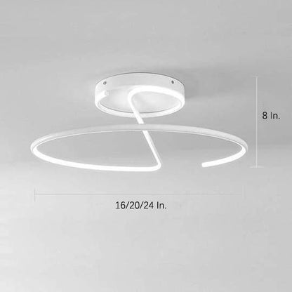 Semi-Circle Dome Semi-Flush Mount Ceiling Light — Modern Streamlined Metal Silicone LED White Black 16 20 24 Inch