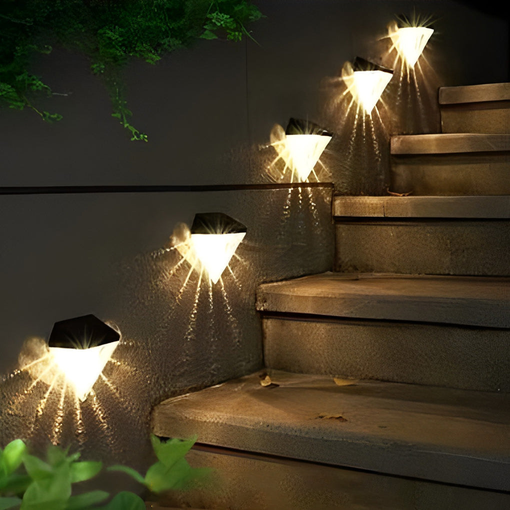 Diamond Solar LED Outdoor Wall Sconce Waterproof Black ABS 3000K Fence Garden