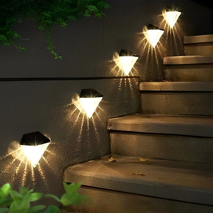 Diamond Solar LED Outdoor Wall Sconce Waterproof Black ABS 3000K Fence Garden