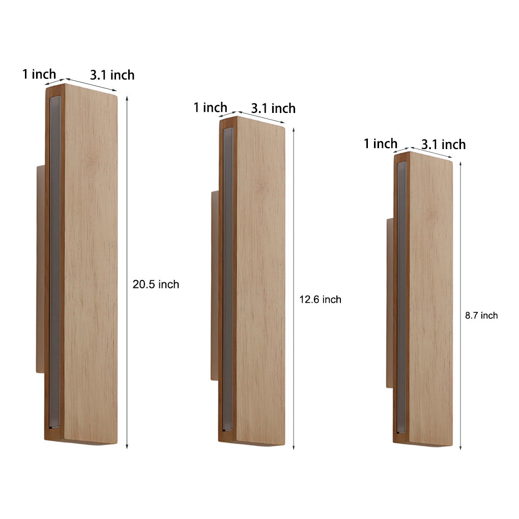Wood LED Wall Sconce Rotatable Minimalist Warm White Bedroom Hallway 3 Sizes
