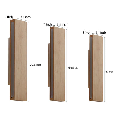 Wood LED Wall Sconce Rotatable Minimalist Warm White Bedroom Hallway 3 Sizes