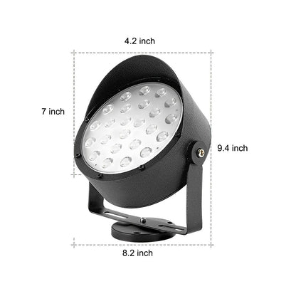 Hardwired LED Outdoor Spotlight 24W Die-Cast Aluminum 3000K IP65 Adjustable Dual Mount Base or Ground Insert