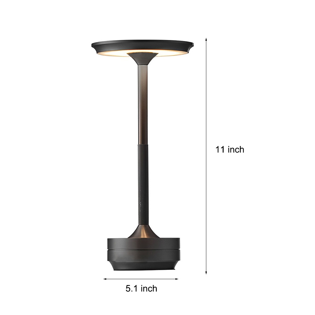 Rechargeable UFO Disc Table Lamp Polished Metal 3-Step Dimming Touch Cordless Gold Silver or Black