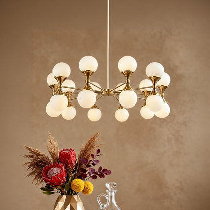 Full Copper Bubble Glass Chandelier with Transparent Glass Globes